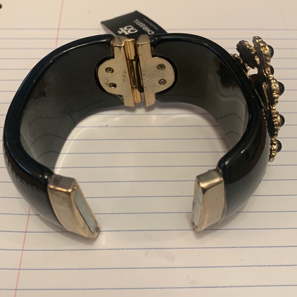 Retro black resin with gold and crystal statement bangle- 60’s feel. NWT. - Picture 5 of 5